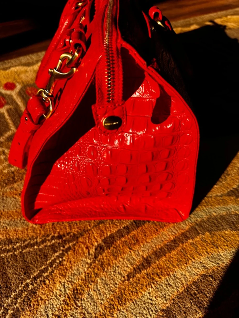 Brahmin Red Croc-Embossed Weekender - Picture 5 of 9